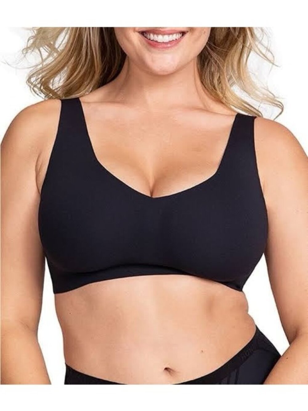Honeylove Women’s Pull-Over V-Neck Bra XL Padded Wireless Black Comfort Support